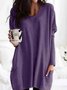 Casual Solid Long Sleeve Solid Tops Tunics with Pockets