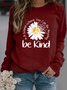 Floral  Long Sleeve  Printed  Polyester Crew Neck Top