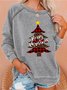 Women's Merry Christmas Plaid Leopard Print Christmas Tree Sweatshirt