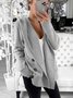 Buttoned V Neck Casual Outerwear