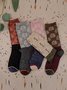 5 Pair Vintage Patchwork Color Personality In Stockings