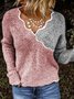 Striped Cotton-Blend V Neck Long Sleeve Sweater