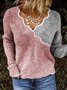Striped Cotton-Blend V Neck Long Sleeve Sweater