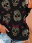 Simple and loose Halloween gift sweater with skull print