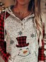Print Grid Long Sleeves Christmas Sweatshirt