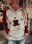 Print Grid Long Sleeves Christmas Sweatshirt