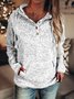 Casual Solid Long Sleeve V Neck Cotton-Blend Sweatshirts