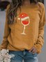 Casual Crew Neck Christmas Printed Tops