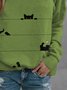Car Print Stripe Long Sleeve Round-neck Casual Sweatshirt