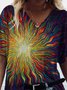 Abstract Sun Painting T-shirt Short Sleeve Casual T-shirt