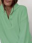 Plain  Long Sleeve  Cotton-blend Stand Collar  Casual  Winter  Green Top