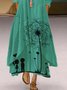 Womens A-Line Boho Floral Dandelion Long Sleeve Maxi Weaving Dress