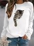 Women's Pullover Sweatshirt Cat Graphic 3D Cartoon Daily Basic Hoodies Sweatshirt