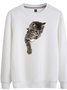 Women's Pullover Sweatshirt Cat Graphic 3D Cartoon Daily Basic Hoodies Sweatshirt