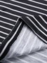 Animal Print Stripe Casual V-neck Long Sleeve T-Shirts