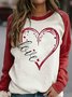 Classic Love Letter Heart Shaped Print Raglan Sleeves Color Block T-shirt