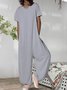 Gray Simple Short Sleeve Jumpsuits