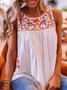 Floral-Print Sleeveless Crew Neck Casual Shirts & Tops
