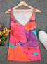 Holiday Sleeveless Tanks & Camis Colorful Printed V-Neck Color Block Cami