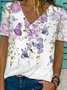 Floral-Print Floral Casual Short Sleeve T-shirt