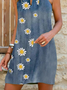 Floral-print Sleeveless Off Shoulder Casual Weaving Dress