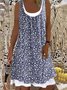 Casual Cotton-Blend Sleeveless Printed Weaving Dress