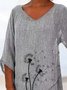 Printed Casual V Neck Top
