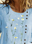 Plus size Casual Floral Long Sleeve Shirts & Tops