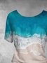 Summer Leisure Beach Gradient Color Waves Ombre/tie-Dye Holiday Short Sleeve T-shirt