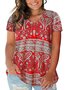 Women's Plus Size Floral Tops V Neck T-Shirts Short Sleeve Casual Tees