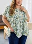 Frill Sleeve Square Neck A-Line Floral-Print Tops