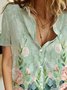 Casual Short Sleeve Floral Blouse
