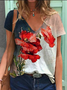 Plus size Printed Floral Short Sleeve T-shirt