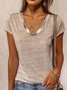 Plain Cotton-Blend Short Sleeve T-shirt