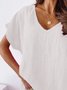 Casual Short Sleeve Cotton-Blend V Neck Shirt & Top
