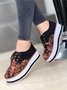 Ethnic Style Retro Pattern Lace-up Platform Casual Shoes