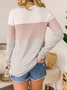 Solid Long Sleeve Color-Block Shirt & Top