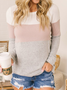 Solid Long Sleeve Color-Block Shirts & Tops