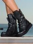 Striped Zipper Casual Mid-boots