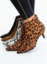 Leopard Snake Print Zipper Pointed Toe Ankle Boots