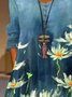 Vintage Floral Crew Neck Casual Dresses