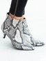 Leopard Snake Print Zipper Pointed Toe Ankle Boots
