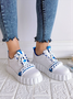 Chain Stitching Contrast Color Lace-up Platform Sneakers