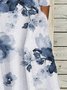 Vintage Long Sleeve Floral V Neck Dresses