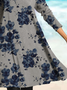 Casual Floral-Print Turtleneck Weaving Dress