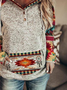 Western geometric cotton blends print Sweatshirt