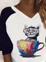 Cute And Fun Cartoon Cat Print Casual Sweatshirts