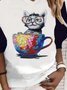 Cute And Fun Cartoon Cat Print Casual Sweatshirt