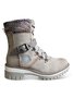 Wool Stitching PU Lace Buckle Middle Boots
