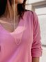 V Neck Solid Casual Tops